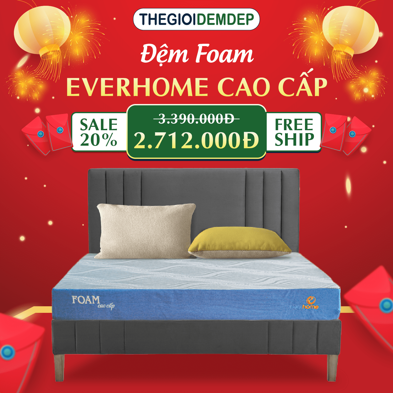 Đệm Foam cao cấp từ nhà Everhome Sự lựa chọn hoàn hảo