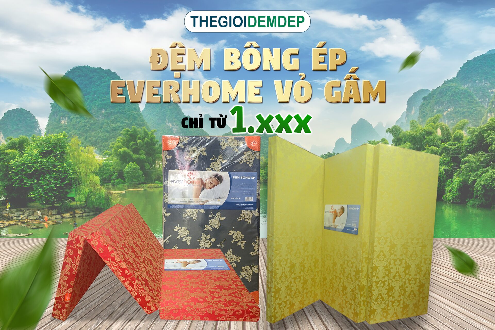 ĐỆM GIÁ ĐẦU1️⃣ 😘Bông ép Everhome chính hãng giá cực ưu đãi